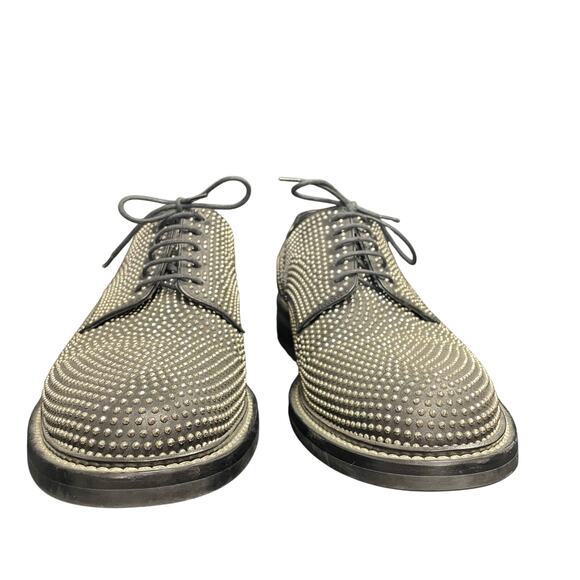 Saint Laurent Paris Black Silver Studded Derby Shoes Mens Size 45 / US 12 main image 6